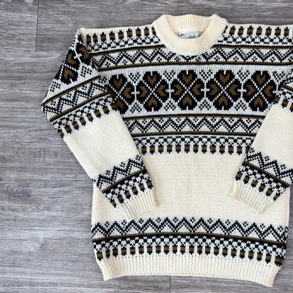 Vintage Gann Sports 100% Wool Fair Isle Print Sweater Made In Norway (Sz M) - Picture 8 of 9